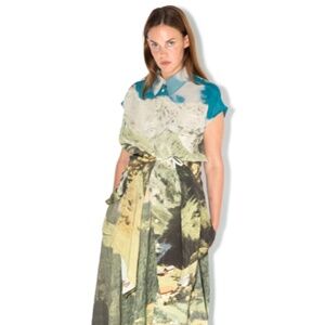 ANNTIAN The Long Silk Shirt In Oberstdorf Postcard Print Iconic Organic Rare OS